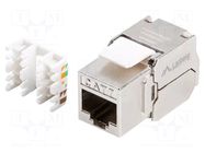 RJ45 module; silver; Cat: 7; on cable; RJ45 socket; -10÷60°C; 36V LANBERG