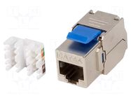 RJ45 module; silver; Cat: 6a; on cable; RJ45 socket; -10÷60°C; 57V LANBERG