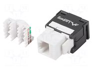 RJ45 module; white,black; Cat: 6; on cable; RJ45 socket; -10÷60°C LANBERG