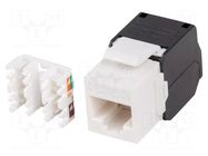 RJ45 module; white,black; Cat: 5e; on cable; RJ45 socket; -10÷60°C LANBERG