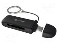 Card reader: memory; USB C plug; OTG,USB 3.2 Gen 1x1; black NATEC