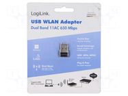 PC extension card: WiFi network; USB A plug; USB 2.0; black; 10m LOGILINK