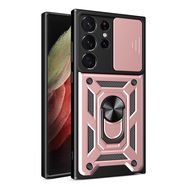 Hybrid Armor Camshield case for Samsung Galaxy S23 Ultra armored case with camera cover pink, Hurtel