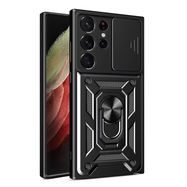 Hybrid Armor Camshield case for Samsung Galaxy S23 Ultra Armored cover with camera cover black, Hurtel