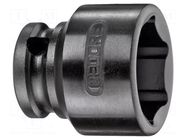 Socket; 6-angles,socket spanner; 21mm; 3/8"; steel GEDORE