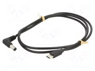 Cable; USB C plug,DC 5,5/2,1 plug; angled; black; 1m; Core: Cu GOOBAY