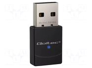 PC extension card: WiFi network; USB A plug; USB 2.0; black QOLTEC