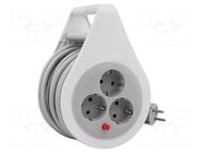 Extension lead; 3x1.5mm2; 10m; PVC; white; Sockets no: 3; Schuko PLASTROL