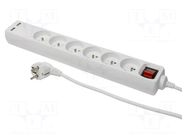 Extension lead; 3x1mm2; 5m; Sockets no: 8; PVC; white; Schuko; 10A PLASTROL