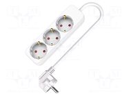 Extension lead; 3x1.5mm2; 1.5m; Sockets no: 3; PVC; white; Schuko PLASTROL