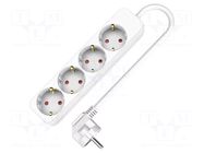 Extension lead; 3x1.5mm2; 3m; Sockets no: 4; PVC; white; Schuko; 16A PLASTROL
