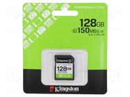 Memory card; SDXC; R: 150MB/s; Class 10 UHS-I U1 V10; 128GB KINGSTON TECHNOLOGY