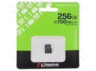 Memory card; microSDXC; R: 150MB/s; Class 10 UHS U1; 256GB KINGSTON TECHNOLOGY