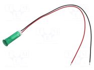 Indicator: LED; flat; green; Ø8mm; QS; cables; 200mm; plastic; 24VDC APEM