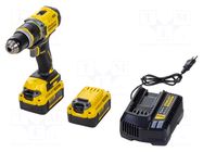 Drill/driver; battery; drilling,percussion drilling; 80Nm; 18VDC STANLEY