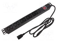 Plug socket strip: protective; Sockets: 10; 230VAC; 10A; black; 2m LANBERG