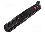 Plug socket strip: protective; Sockets: 5; 230VAC; 10A; black; 3m LANBERG