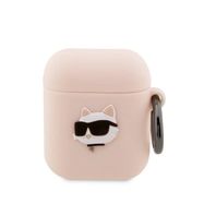 Karl Lagerfeld KLA2RUNCHP AirPods 1/2 cover pink/pink Silicone Choupette Head 3D, Karl Lagerfeld