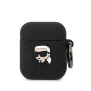 Karl Lagerfeld KLA2RUNIKK AirPods 1/2 cover black/black Silicone Karl Head 3D, Karl Lagerfeld
