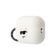 Karl Lagerfeld KLAP2RUNCHH AirPods Pro 2 cover white/white Silicone Choupette Head 3D, Karl Lagerfeld