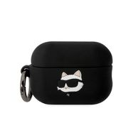 Karl Lagerfeld KLAP2RUNCHK AirPods Pro 2 cover black/black Silicone Choupette Head 3D, Karl Lagerfeld