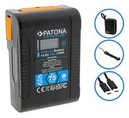 PATONA Platinum V-Mount battery BP-75W PD65 74Wh USB-C USB-A D-Tap DC-out incl. Hardcase, PATONA