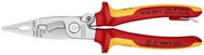 KNIPEX 13 96 200 T Pliers for Electrical Installation insulated with multi-component grips, VDE-tested with integrated insulated tether attachment point for a tool tether chrome-plated 200 mm