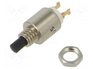 Switch: push-button; Pos: 2; SPST-NC; 0.1A/30VDC; ON-(OFF) APEM