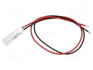 Indicator: LED; flat; white; Ø6mm; QS; cables; 200mm; plastic; 24VDC APEM