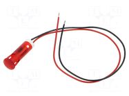 Indicator: LED; flat; red bright; Ø8mm; QS; cables; 200mm; plastic APEM