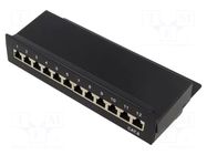 Patch panel; black; Number of ports: 12; Cat: 6; RJ45 socket x12 GOOBAY