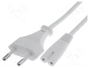 Cable; 2x0.75mm2; CEE 7/16 (C) plug,IEC C7 female; PVC; 3m; white Goobay