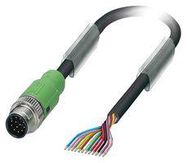 SENSOR CORD, 12P, M12 PLUG-FREE END, 5M