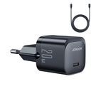 USB C 20W PD mini charger with USB C cable - Lightning Joyroom JR-TCF02 - black, Joyroom