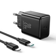 USB C 20W PD Joyroom JR-TCF06 charger with USB C - Lightning cable - black, Joyroom