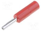 Plug; 4mm banana; 10A; 50VDC; red; non-insulated; for cable; 5.5mm2 DELTRON
