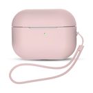 Silicone Case for AirPods Pro 2 / AirPods Pro 1 + Wrist Strap Lanyard - pink, Hurtel