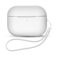 Silicone Case for AirPods Pro 2 / AirPods Pro 1 + Wrist Strap Lanyard - White, Hurtel