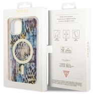 Guess Leopard MagSafe case for iPhone 14 - blue, Guess