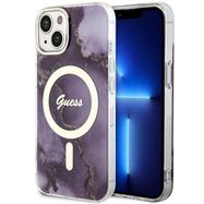 Guess GUHMP14SHTMRSU iPhone 14 6.1&quot; purple/purple hardcase Golden Marble MagSafe, Guess
