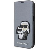 Karl Lagerfeld KLBKP14XSANKCPG iPhone 14 Pro Max 6.7&quot; bookcase silver/silver Saffiano Karl &amp; Choupette, Karl Lagerfeld