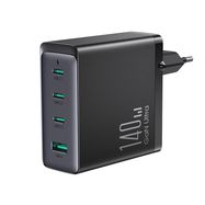 GaN 140W fast charger 3 x USB-C / USB-A Joyroom JR-TCG05EU - black + USB-C - USB-C 240W 1.2m cable, Joyroom