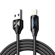 USB-A Cable - Lightning Wozinsky WUALC2 with LED Display 2.4A 2m - Black, Wozinsky