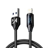 USB-A Cable - Lightning Wozinsky WUALC1 with LED Display 2.4A 1m - Black, Wozinsky