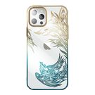 Luxury iPhone 14 Case with Kingxbar Phoenix Crystals - Gold and Blue, Kingxbar