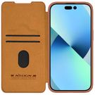 Nillkin Qin Pro Leather Flip Case with Camera Cover for iPhone 15 Plus - Brown, Nillkin