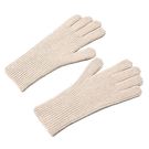 Braided telephone gloves with cutouts for fingers - beige, Hurtel