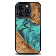 Bewood Unique Turquoise iPhone 14 Pro Wood and Resin Case - Turquoise Black, Bewood