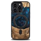 Wood and Resin Case for iPhone 14 Pro MagSafe Bewood Unique Neptune - Navy Blue and Black, Bewood