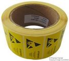 LABELS, ESD WARNING, YELLOW, 50MM, 66M